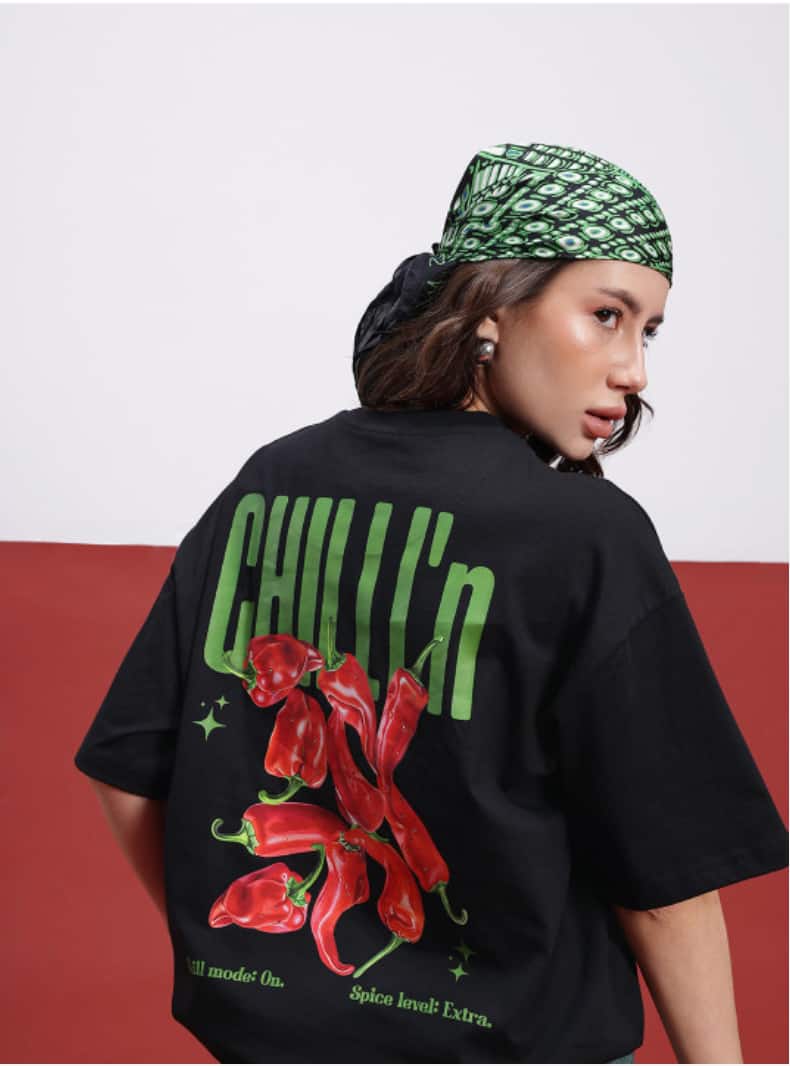 Glitchez Graphic Printed Oversized Longline T-shirt