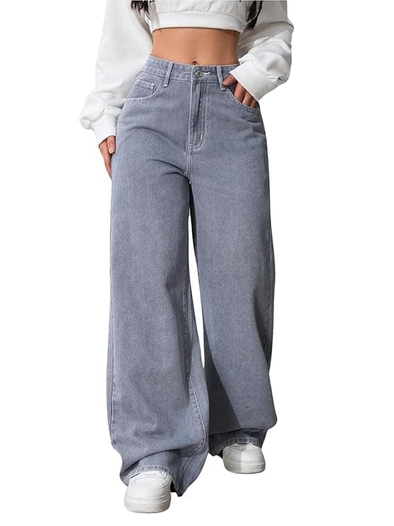 Glossia Fashion Grey High Waist Straight Fit Jeans Glossia Fashion Grey High Waist Straight Fit Jeans