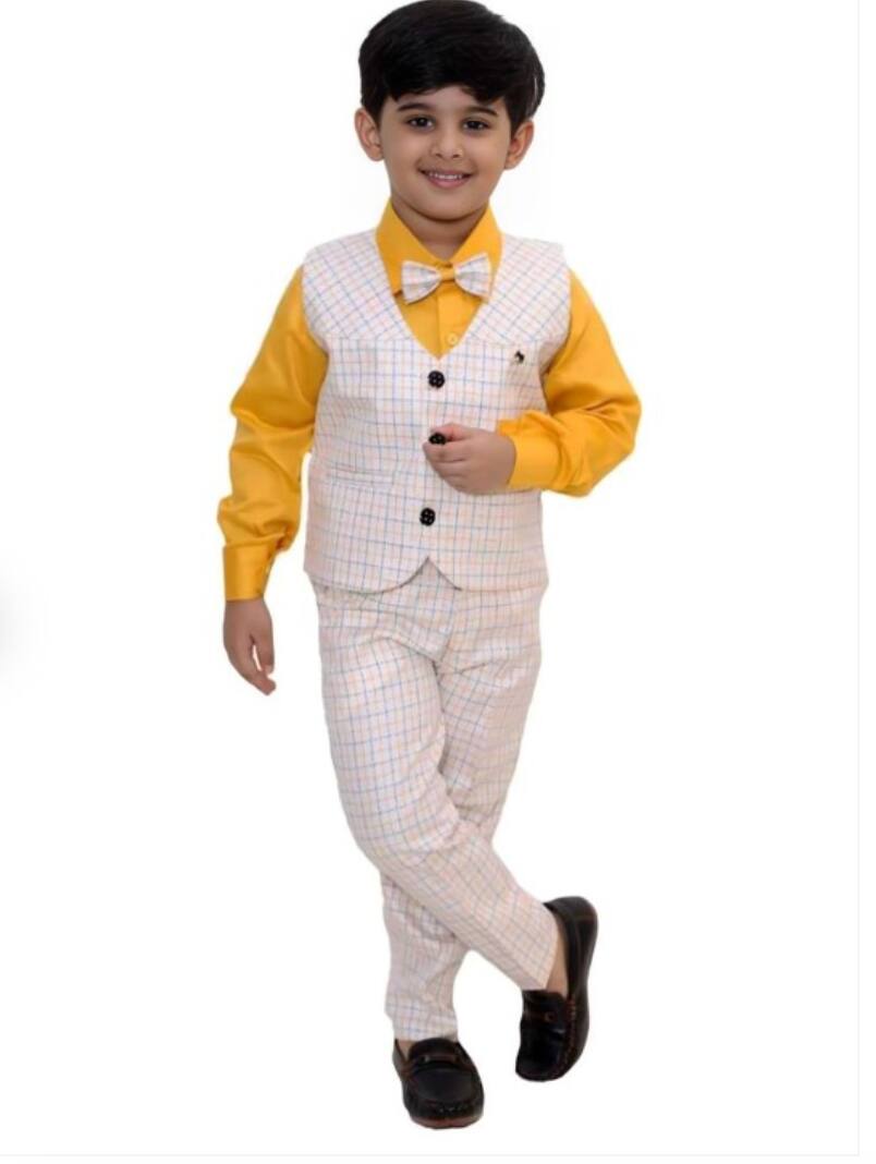 Go Berry Boys Checked Single-Breasted 3-Piece Suit