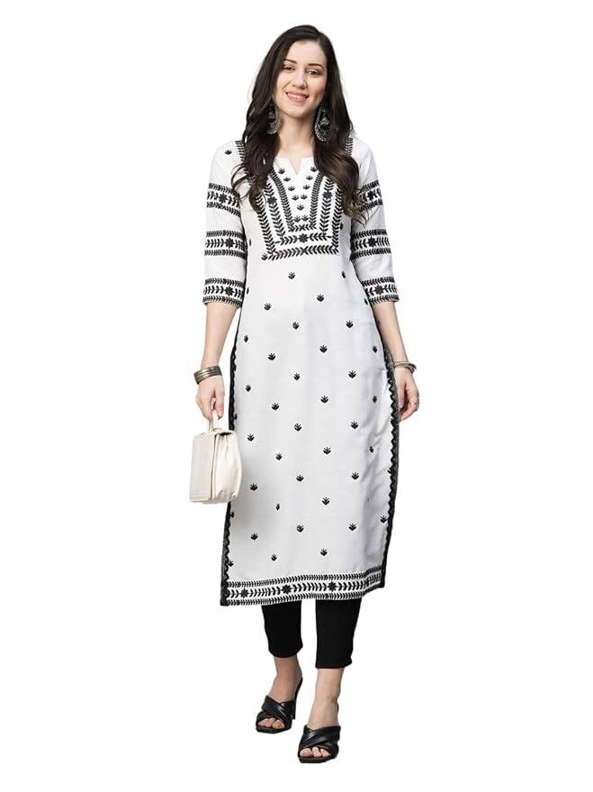 GoSriKi Women's Cotton Blend Straight Fit Kurta