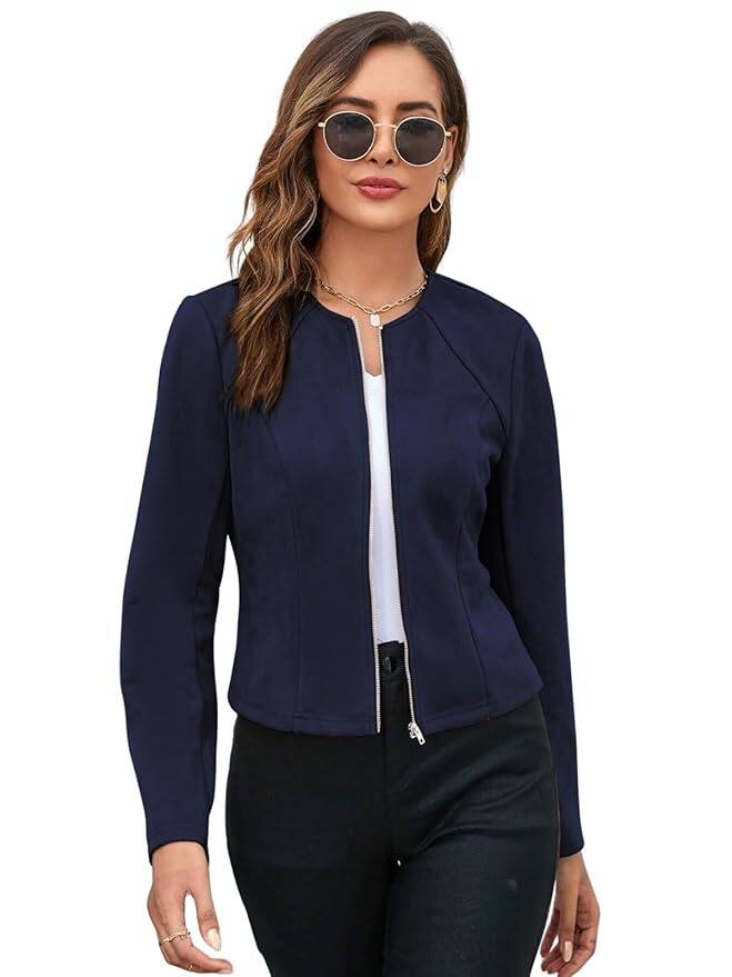 GRECIILOOKS Women’s Poly Lycra Oversized Korean-Style Jacket GRECIILOOKS Women’s Poly Lycra Oversized Korean-Style Jacket