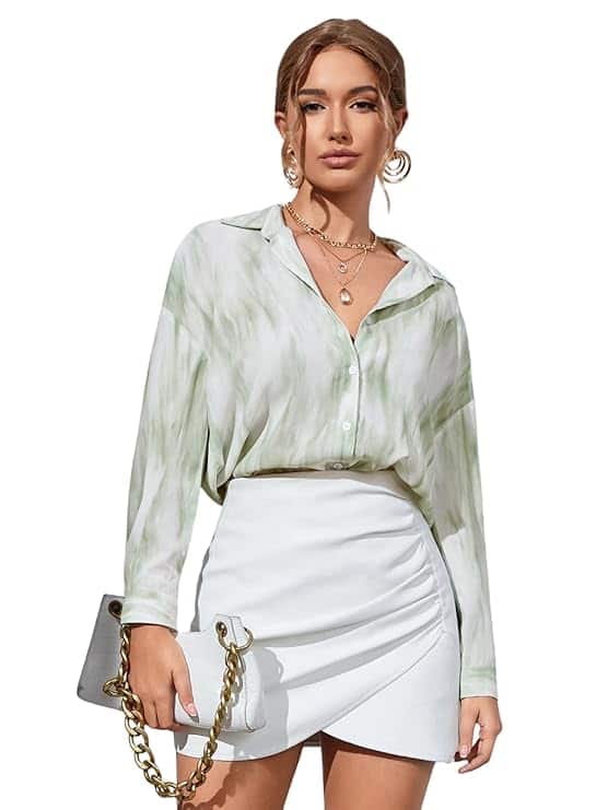 GRECIILOOKS Women's Short Sleeve Button-Down Shirt GRECIILOOKS Women's Short Sleeve Button-Down Shirt
