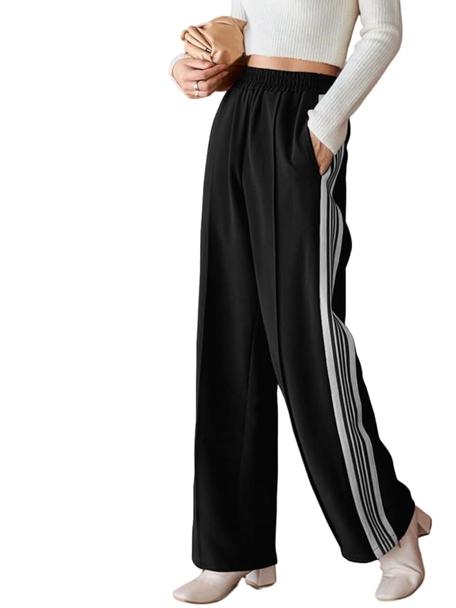 GRECIILOOKS Women's Relaxed Fit High Rise High-Waist Korean Style Trousers GRECIILOOKS Women's Relaxed Fit High Rise High-Waist Korean Style Trousers