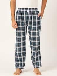 JAPS JAPs Men Men Black & Navy Blue Checked Premium Cotton Lounge Pants JAPS JAPs Men Men Black & Navy Blue Checked Premium Cotton Lounge Pants