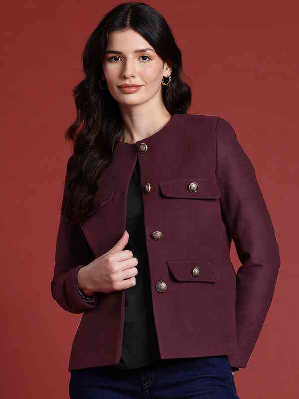  all about you Single Breasted Mandarin Collar Regular Fit Blazer