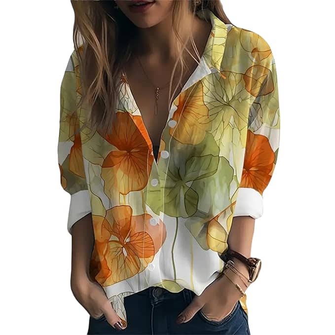 Gufrina Women's Floral Printed Button Down Shirt Gufrina Women's Floral Printed Button Down Shirt