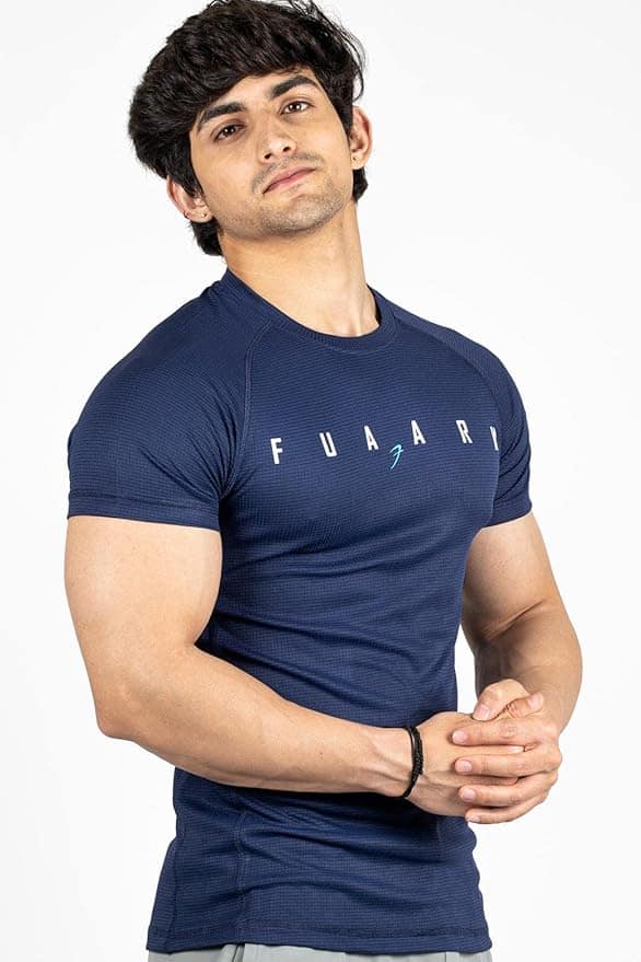 FUAARK Slim Fit Typography Printed Raglan Sleeves Anti Odour Gym T-shirt FUAARK Slim Fit Typography Printed Raglan Sleeves Anti Odour Gym T-shirt