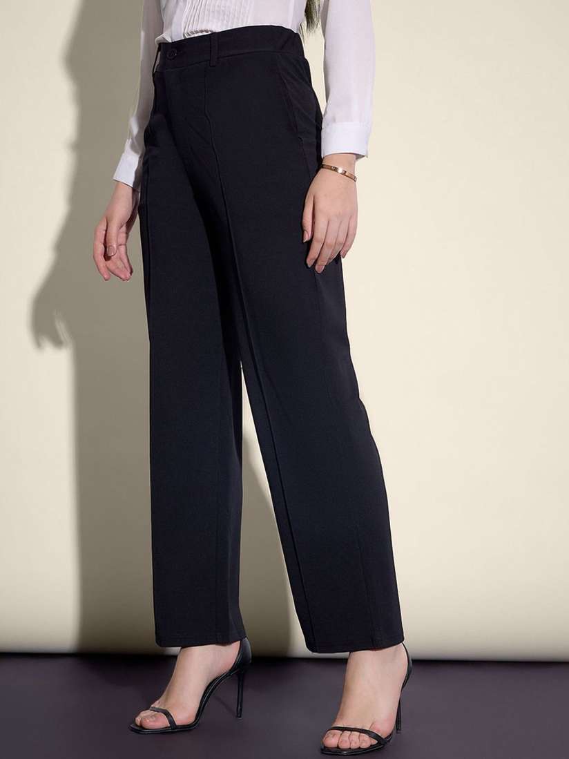 SASSAFRAS worklyf Women Formal Parallel Trousers