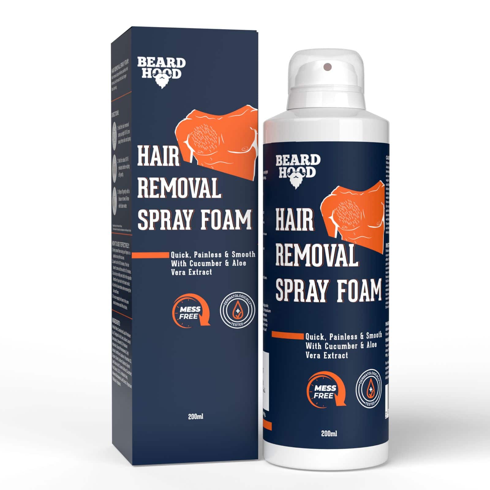 Beardhood Hair Removal Cream Foam Spray, 200ml