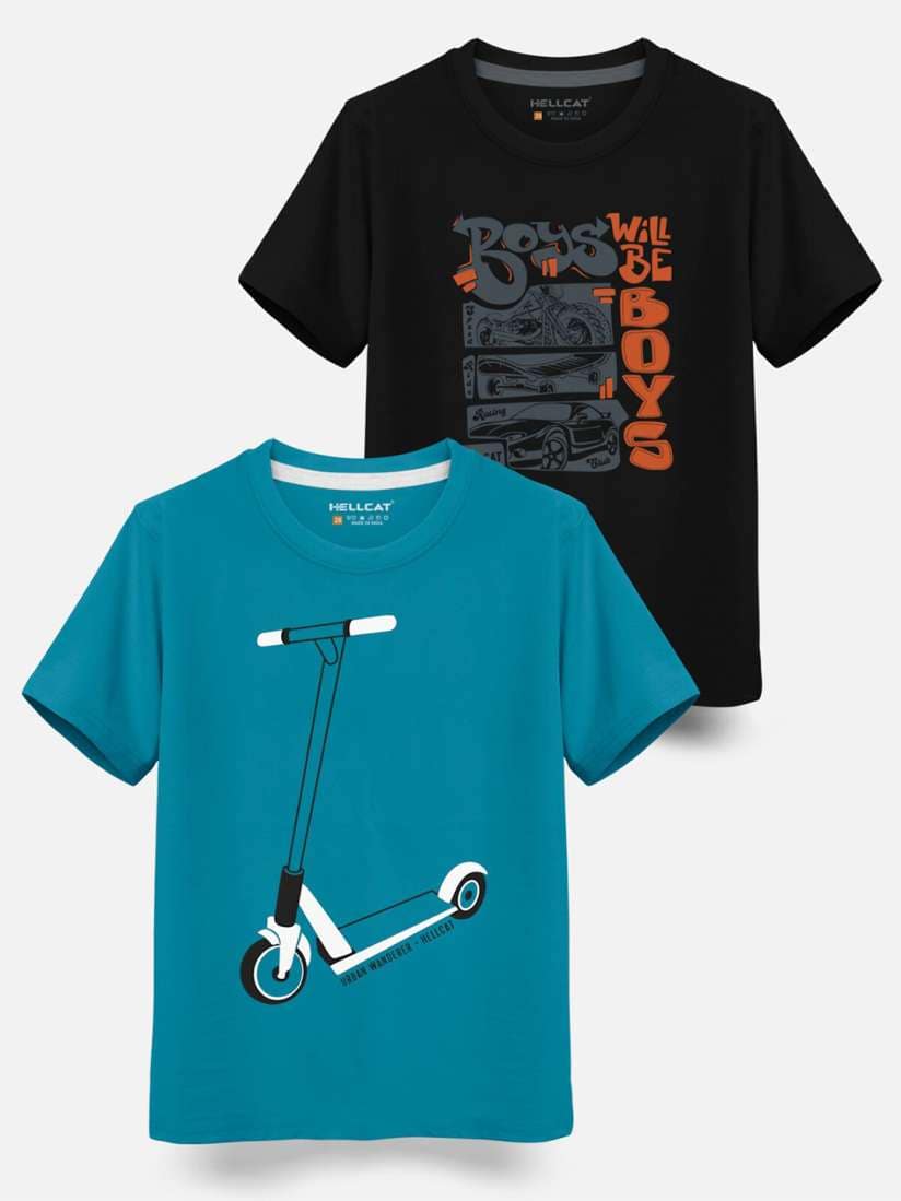 HELLCAT Boys 2-pack Printed Cotton T-shirts