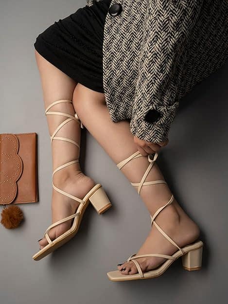 Shoetopia Stylish Tie-up Heeled Sandals Women &amp; Girls