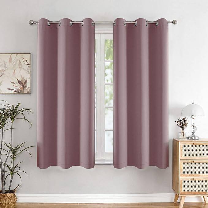 HOMEMONDE 5 Ft Solid Blackout Curtain (Lavender) — Set of 2