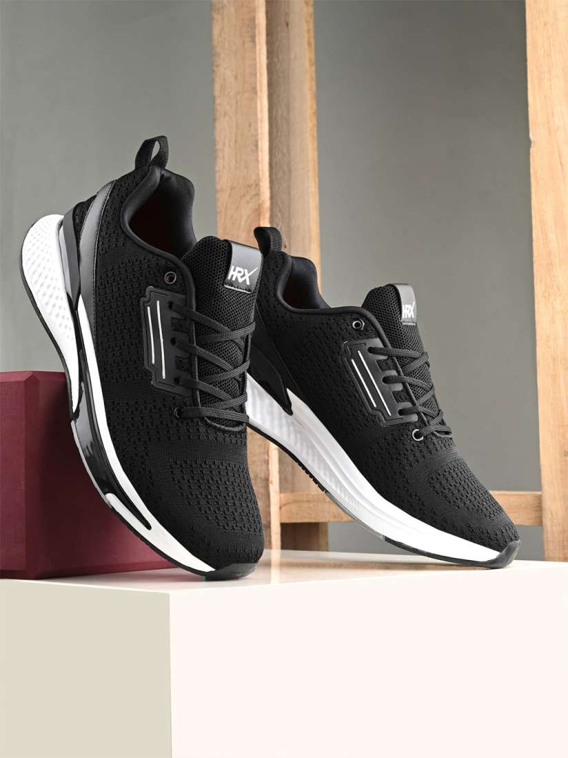 HRX by Hrithik Roshan Men Black Mesh Running Non-Marking Shoes HRX by Hrithik Roshan Men Black Mesh Running Non-Marking Shoes