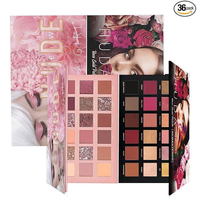 HUDA GIRL Beauty Rose Gold Remastered + Nude Edition Eyeshadow Palette Combo Kit HUDA GIRL Beauty Rose Gold Remastered + Nude Edition Eyeshadow Palette Combo Kit