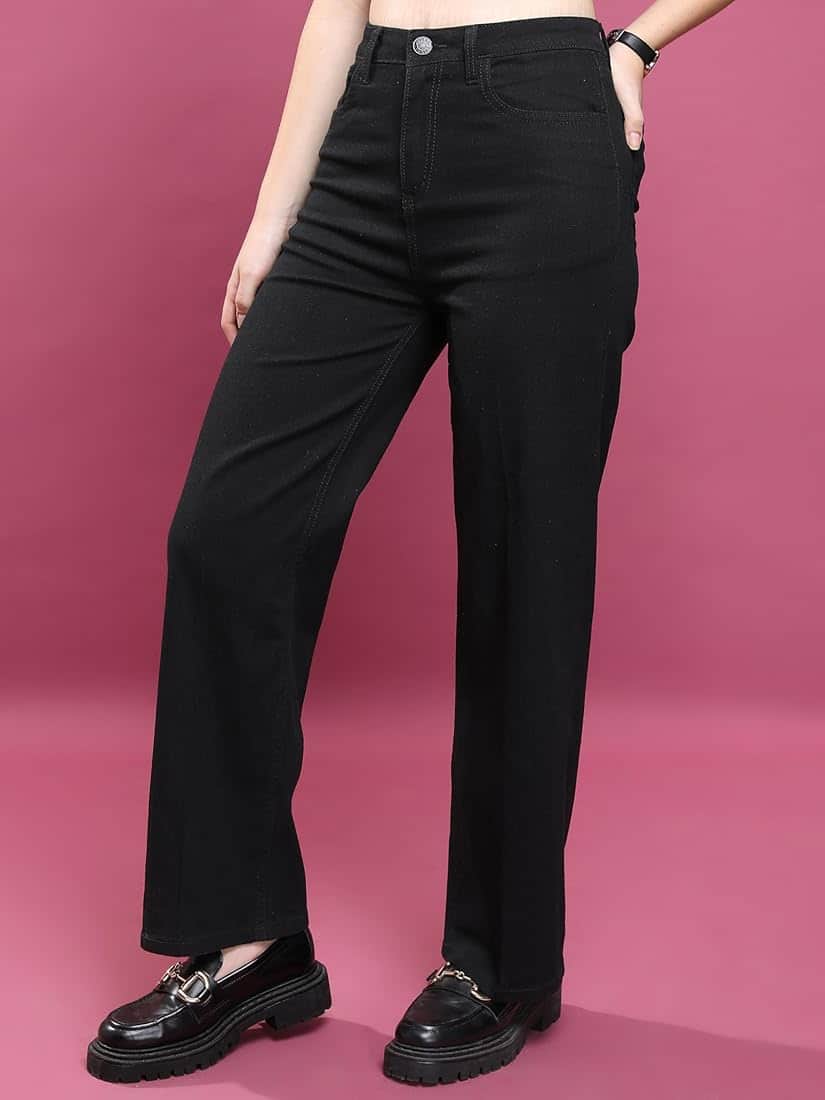  Basics By Tokyo Talkies Women Flared Clean Look Stretchable Jeans