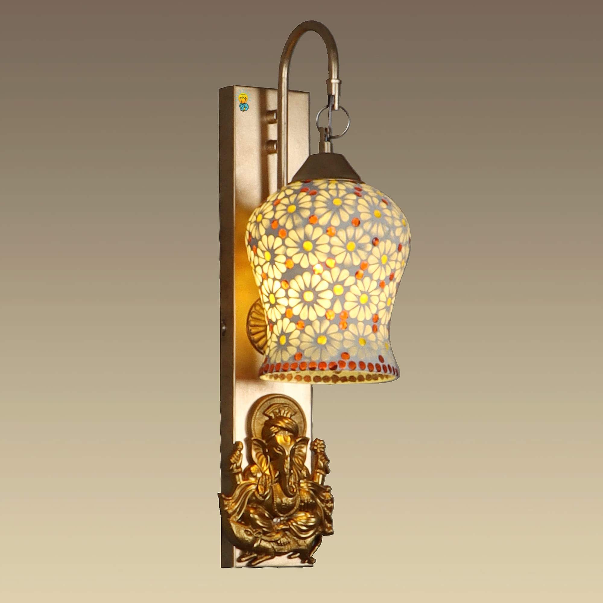  MFD HOME FURNISHING Gold-Toned &amp; White Printed Wall Lamps