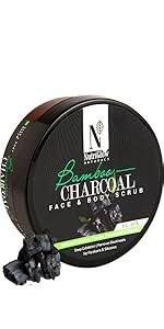 NutriGlow Naturals Bamboo Charcoal Face & Body Scrub for Gentle Exfoliating - 200g NutriGlow Naturals Bamboo Charcoal Face & Body Scrub for Gentle Exfoliating - 200g