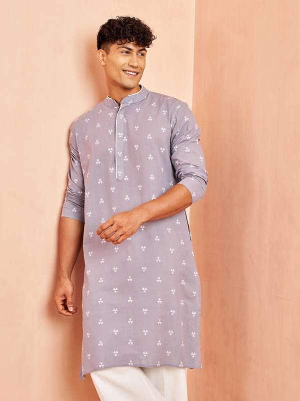 VASTRAMAY Geometric Woven design Jacquard Cotton Sustainable Kurta VASTRAMAY Geometric Woven design Jacquard Cotton Sustainable Kurta