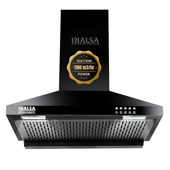 INALSA EKON 60cm 1100 m³/hr Pyramid Kitchen Chimney (Black)