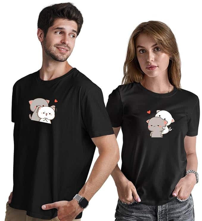 INDISSH Couple Love Printed Matching T-Shirts (100% Cotton)