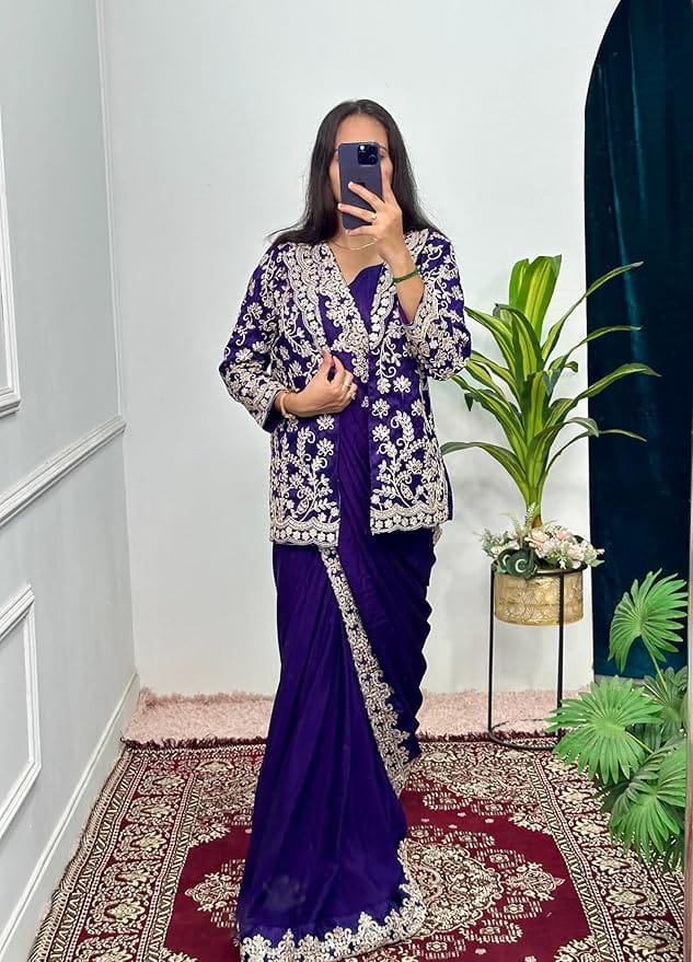 Infabzon Ready-to-Wear Western Saree &amp; Koti Set
