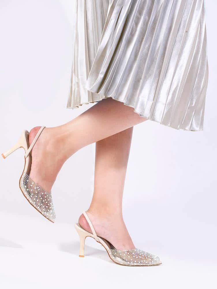 JM LOOKS Textured Stiletto Heel Peep Toe JM LOOKS Textured Stiletto Heel Peep Toe