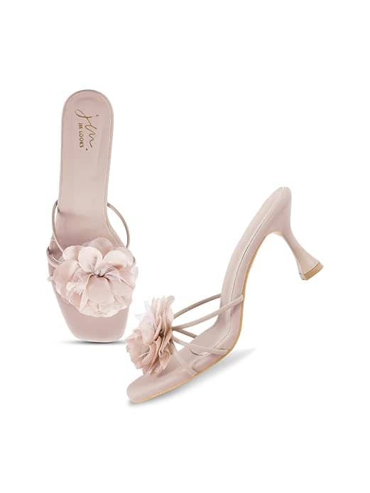 JM LOOKS Women’s Open-Toe Flower Design Spool Heels JM LOOKS Women’s Open-Toe Flower Design Spool Heels
