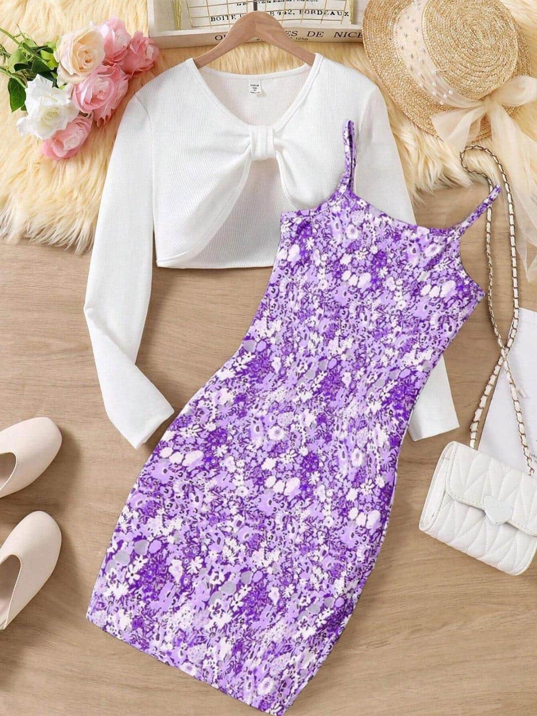  BAESD Girls Printed A-Line Midi Dress
