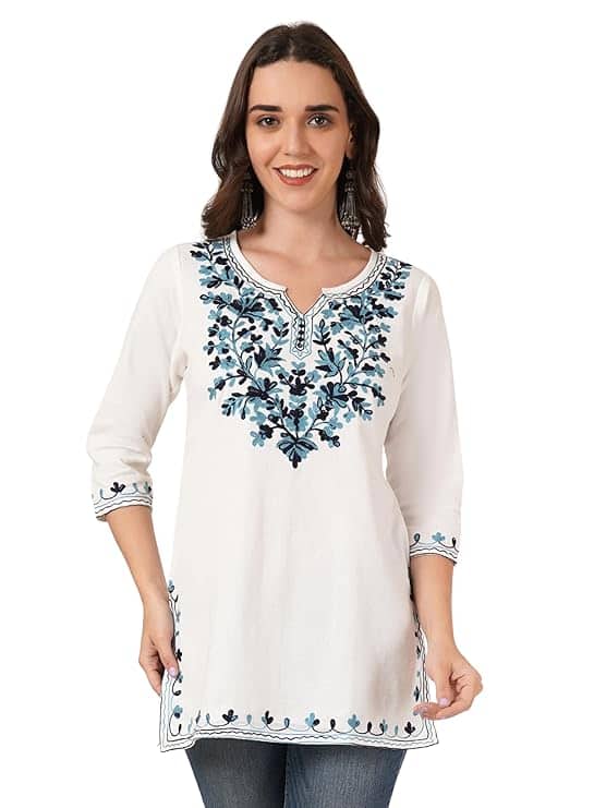 ETHIC GLANCE Women's Embroidered Short Kurtis ETHIC GLANCE Women's Embroidered Short Kurtis