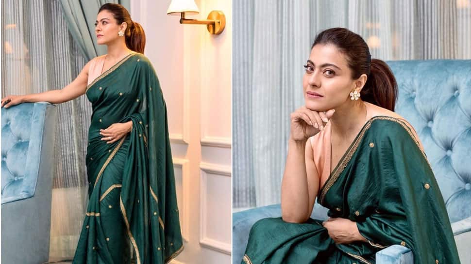 kajol green saree