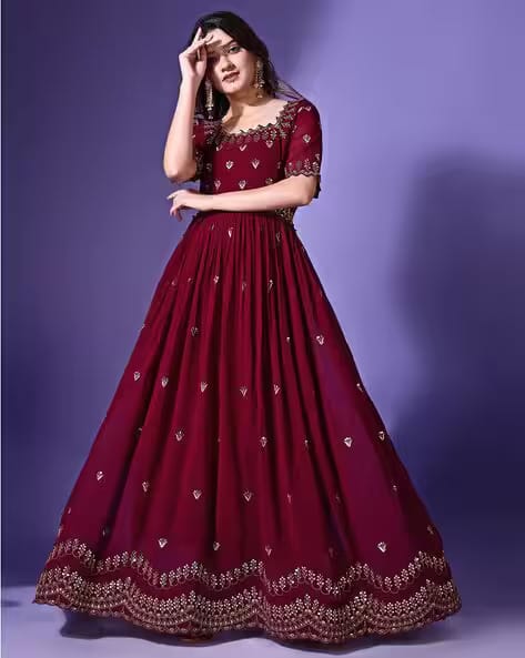 KALINI Embroidered Sequin Georgette Anarkali Kurta