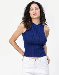 Kalt Sleeveless Ribbed Fitted Cotton Top Kalt Sleeveless Ribbed Fitted Cotton Top