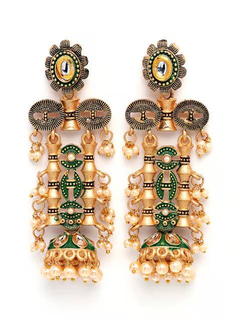 Karatcart Green Drop Earrings Karatcart Green Drop Earrings