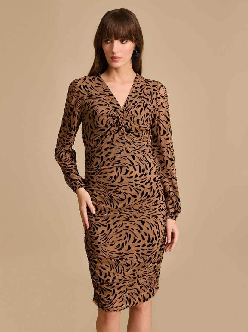Kazo Printed Bodycon Midi Dress Kazo Printed Bodycon Midi Dress
