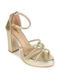  Shezone Embellished Open Toe Block Heels With Ankle Loop