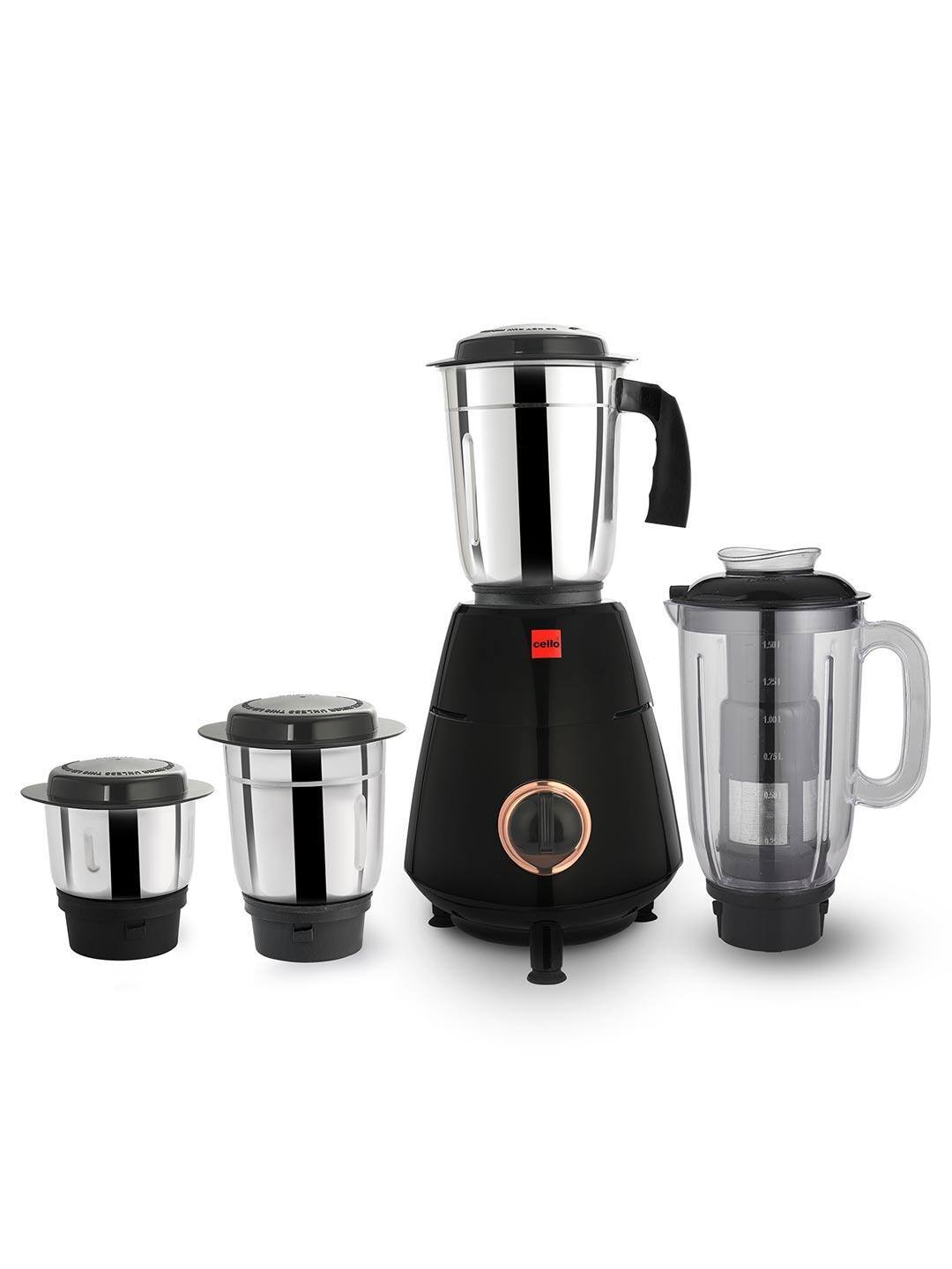  Cello Imperia Stainless Steel Black Mixer Grinder 500Watts- 2 SS Jars+ 1 nutri jar