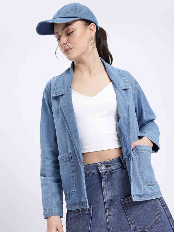 glitchez Luxe Denim Notched Lapel Jacket