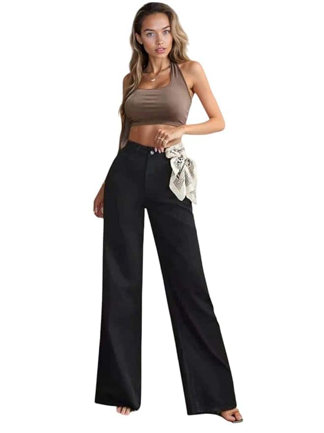 KOTTY Women's High Rise Cotton Lycra Regular Fit Solid Jeans (Jade Black) KOTTY Women's High Rise Cotton Lycra Regular Fit Solid Jeans (Jade Black)