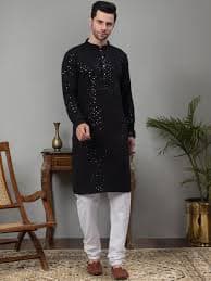 Jompers Floral Embroidered Sequinned Kurta With Pyjamas