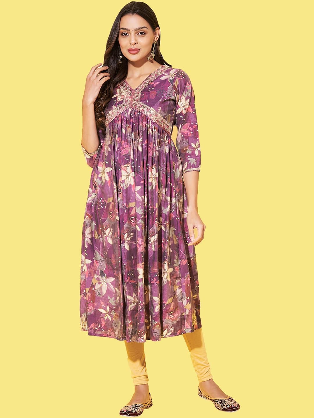 Label Khoj Floral Printed Alia Cut Anarkali Kurta