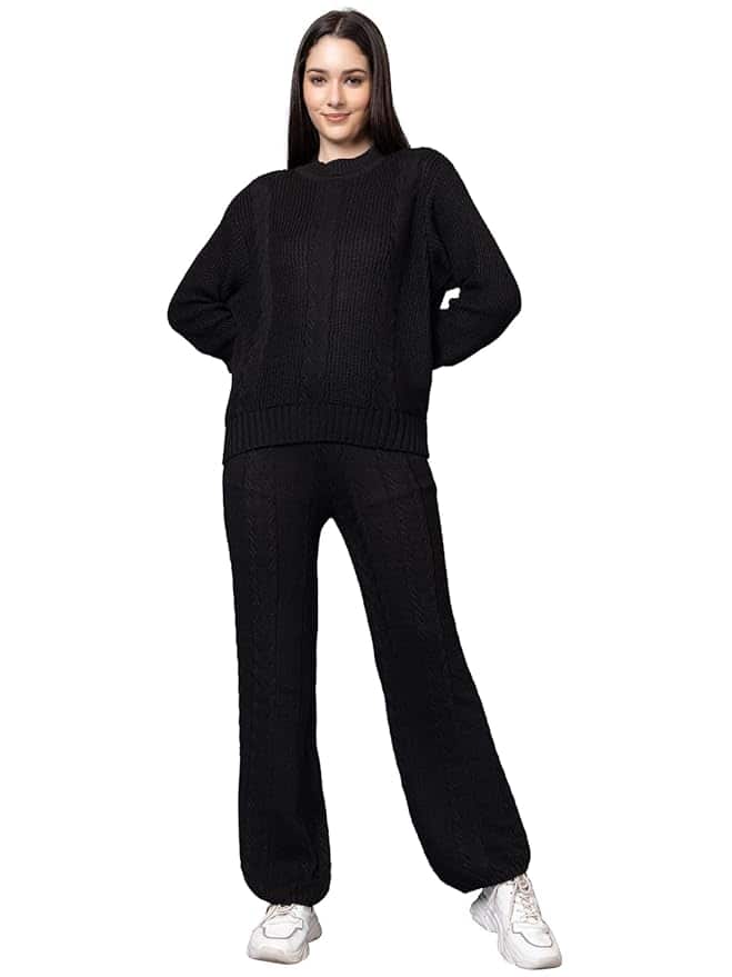 Kvetoo Woolen High Neck Sweater & Pajama Co-ord Set Kvetoo Woolen High Neck Sweater & Pajama Co-ord Set
