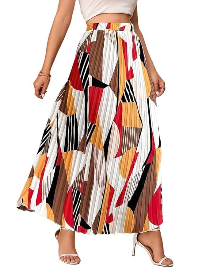 KZULLY Women's High Waist Pleated Maxi Skirt – Regular Fit KZULLY Women's High Waist Pleated Maxi Skirt – Regular Fit