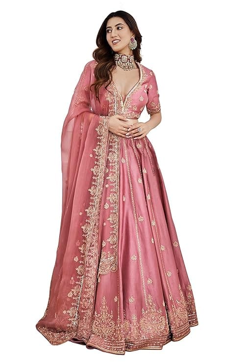 TRENDMALLS Women's Satin Embroidery Sequence Work Lehenga TRENDMALLS Women's Satin Embroidery Sequence Work Lehenga
