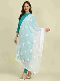 LA FEMINAE Thread Work Embroidered Dupatta