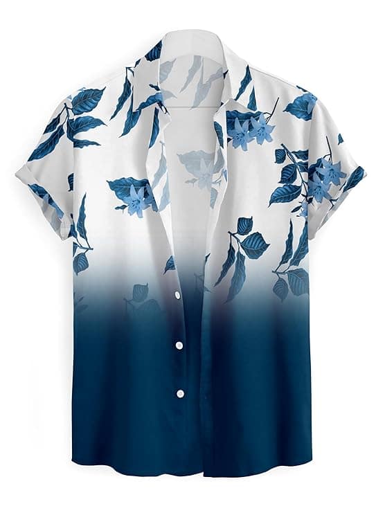 LAMBOO Men's Super Slim Fit Printed Self-Design Spread Collar Casual Shirt