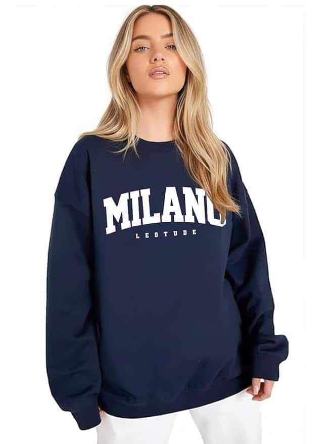 LEOTUDE Women’s Boyfriend/Loose Fit Full Sleeve Drop Shoulder Sweatshirt