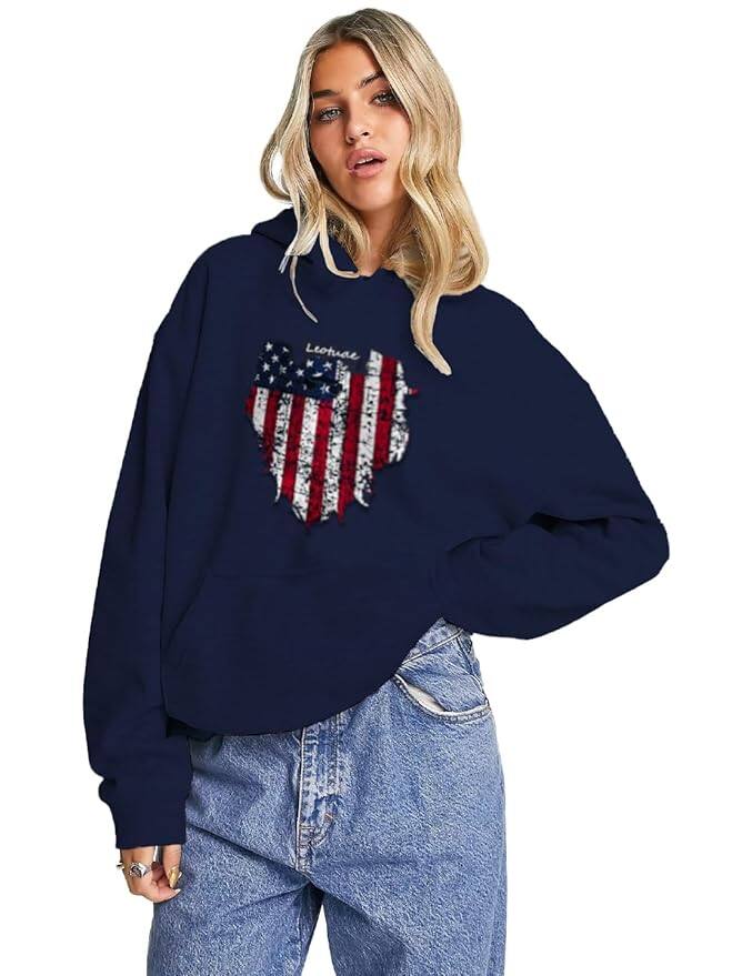 LEOTUDE Oversized Loopknit Hooded Sweatshirt