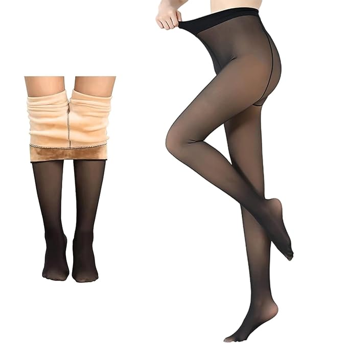 LIGHTNINGG HAMMERZ Thick Fleece Fake-Translucent Thermal Leggings