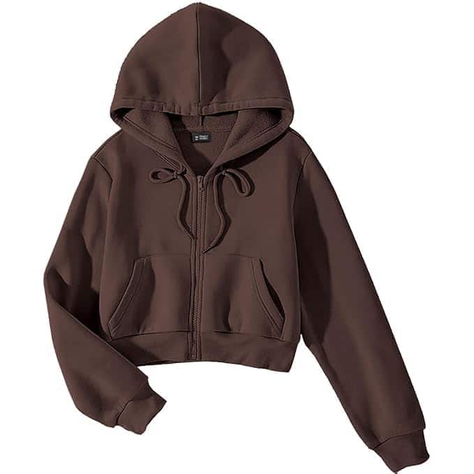 LLL FASHION Solid Fleece Crop Zipper Hoodie | Long Sleeves Winter Wear for Women LLL FASHION Solid Fleece Crop Zipper Hoodie | Long Sleeves Winter Wear for Women