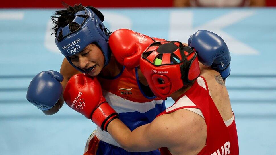 Lovlina Borgohain in action at Tokyo Olympics